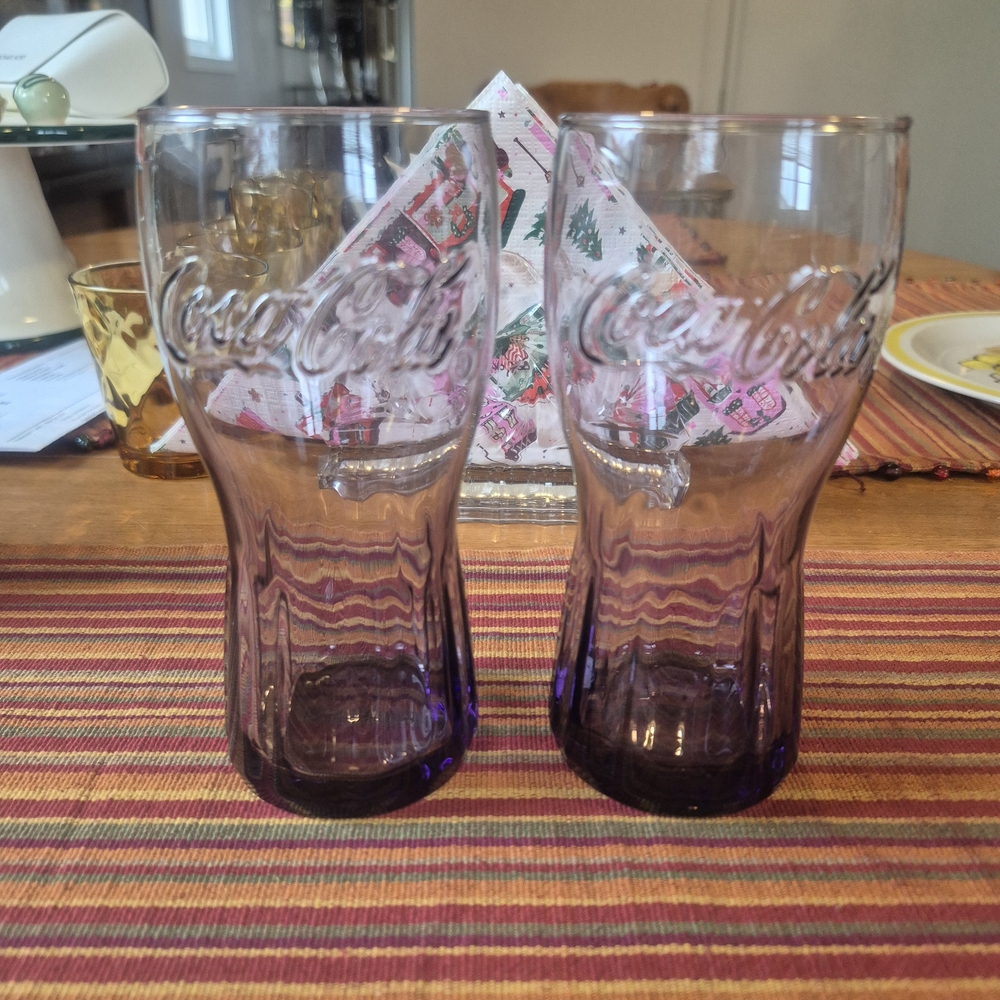 Vintage Coca-Cola Violet Glass Pair